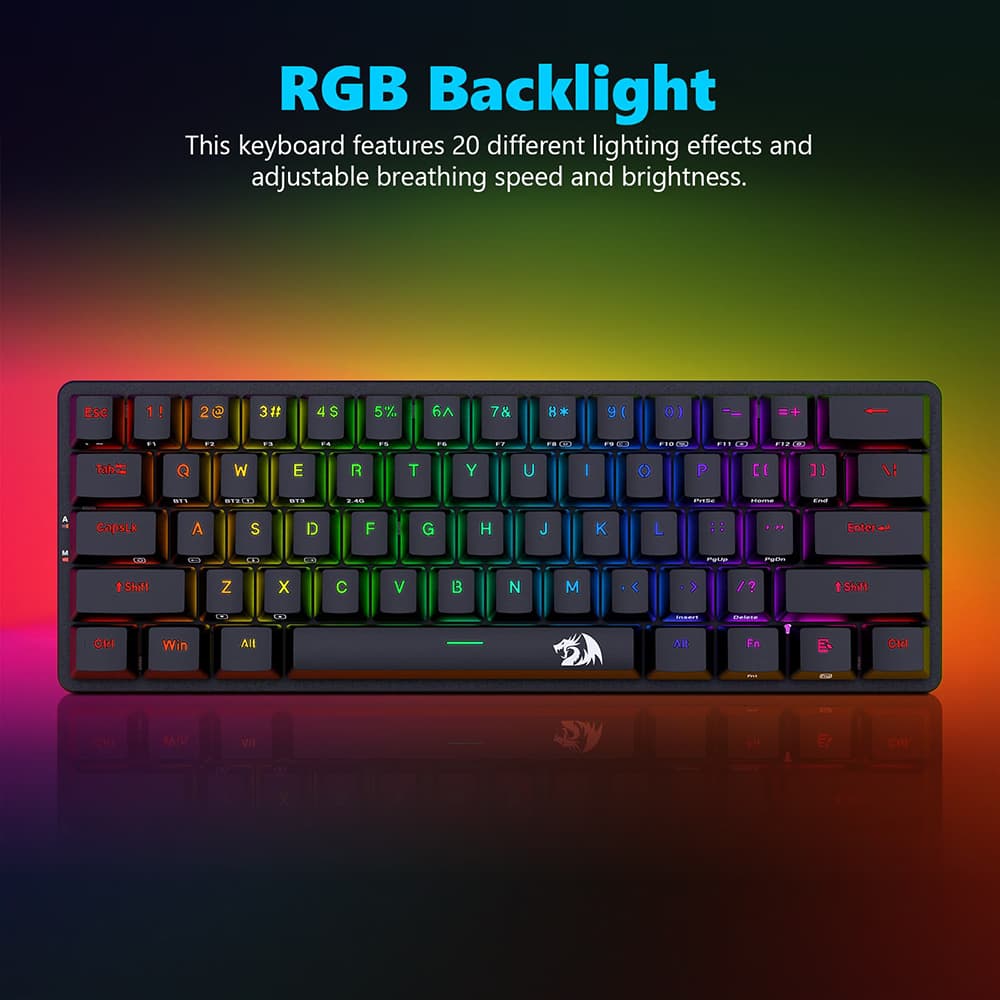 Refurbished Redragon K615P-KBS Elise Pro Wireless Bluetooth Tri-Mode RGB Mechanical Keyboard Ultra-Thin Low Profile Blue Switch