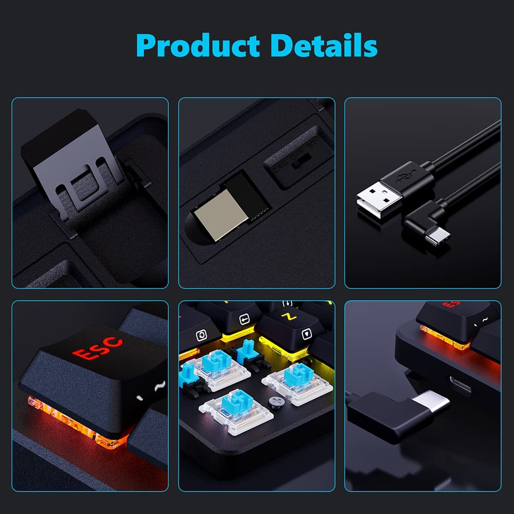 Refurbished Redragon K615P-KBS Elise Pro Wireless Bluetooth Tri-Mode RGB Mechanical Keyboard Ultra-Thin Low Profile Blue Switch