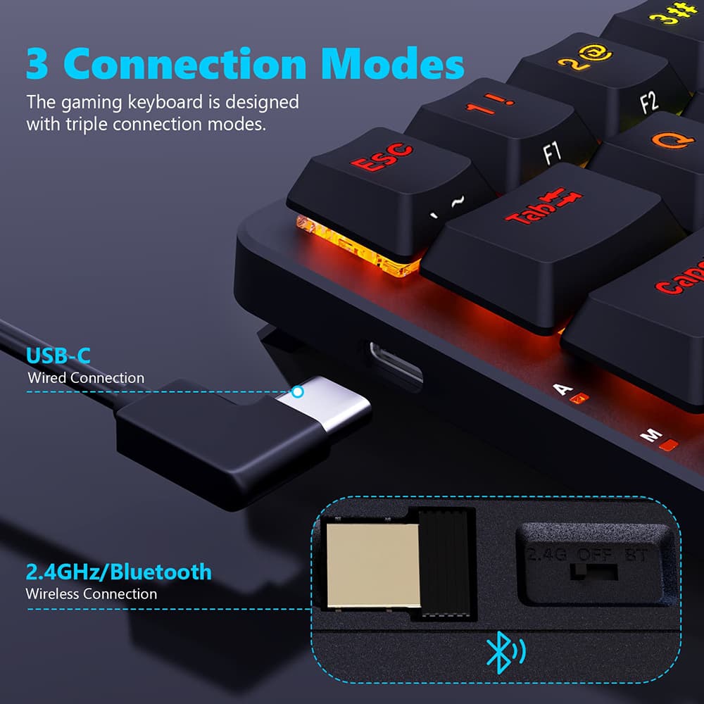 Refurbished Redragon K615P-KBS Elise Pro Wireless Bluetooth Tri-Mode RGB Mechanical Keyboard Ultra-Thin Low Profile Blue Switch