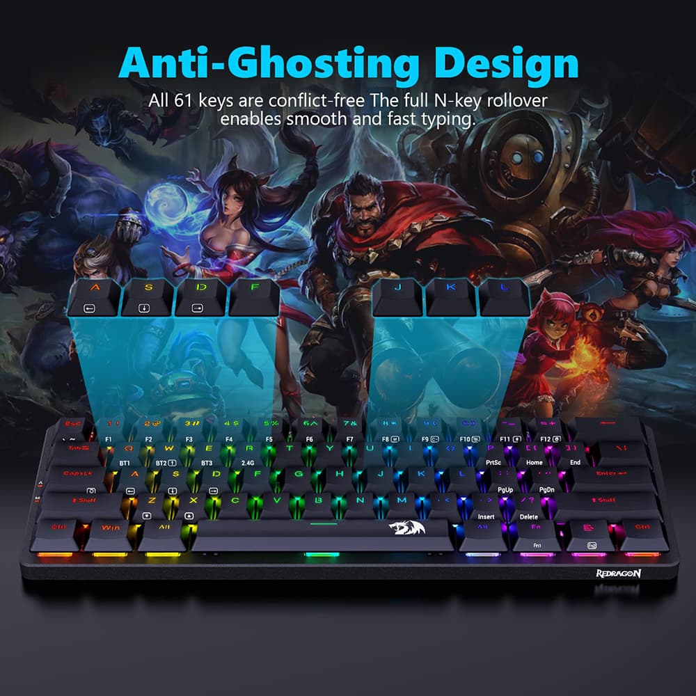 Refurbished Redragon K615P-KBS Elise Pro Wireless Bluetooth Tri-Mode RGB Mechanical Keyboard Ultra-Thin Low Profile Blue Switch