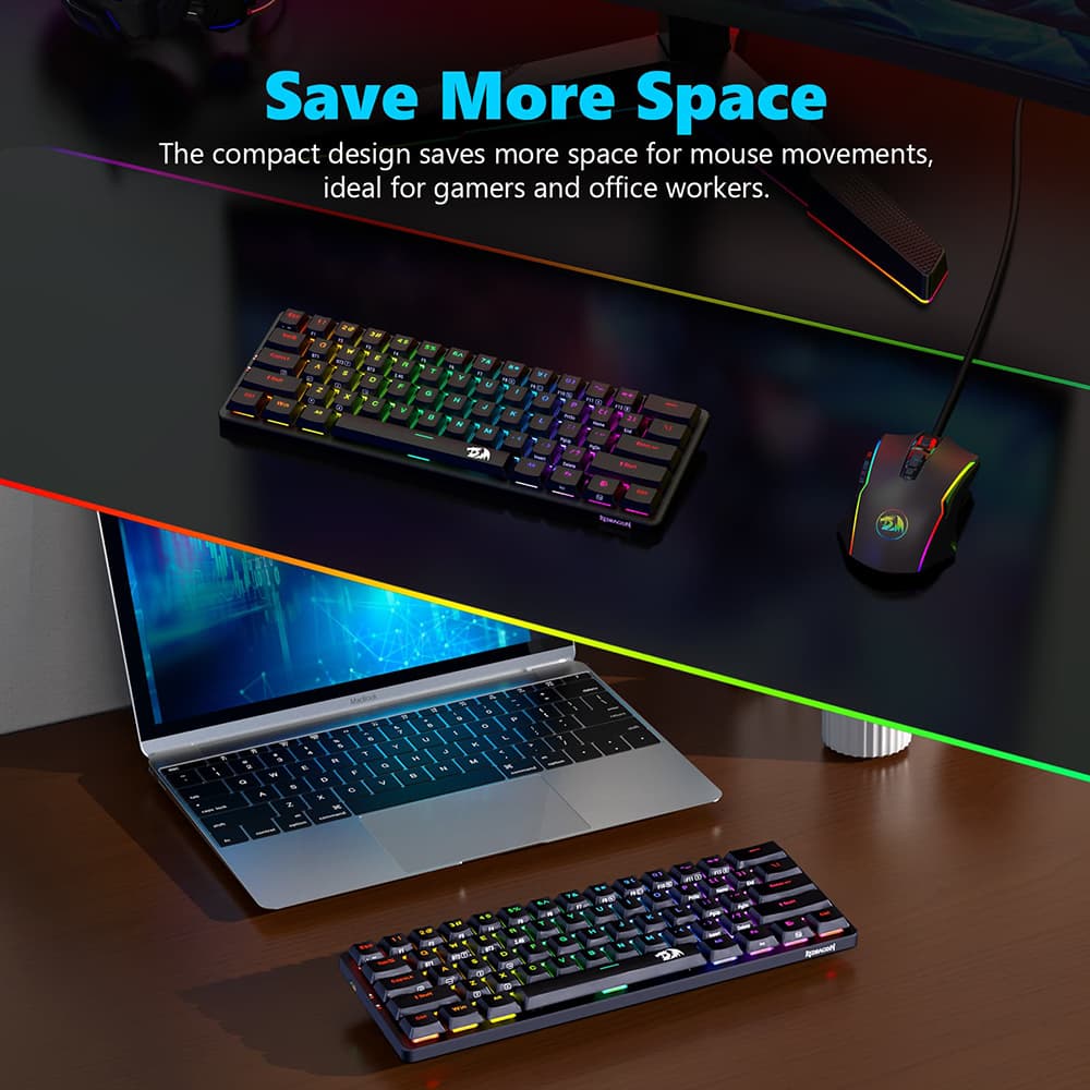 Refurbished Redragon K615P-KBS Elise Pro Wireless Bluetooth Tri-Mode RGB Mechanical Keyboard Ultra-Thin Low Profile Blue Switch
