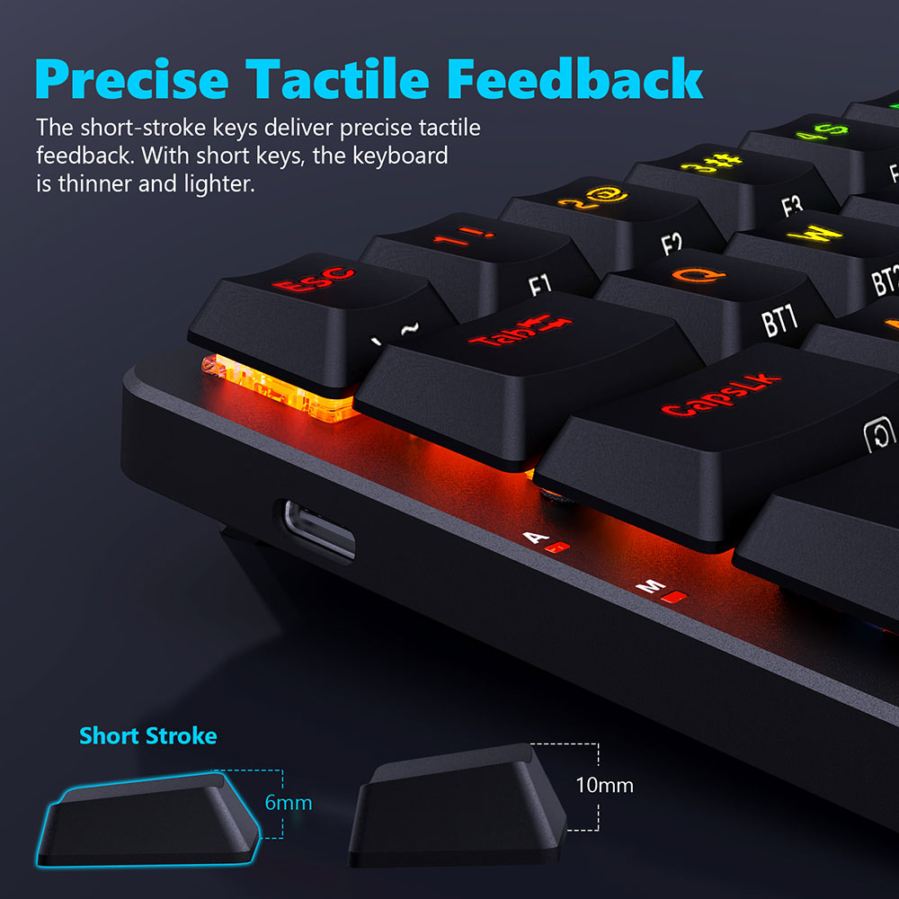 Refurbished Redragon K615P-KBS Elise Pro Wireless Bluetooth Tri-Mode RGB Mechanical Keyboard Ultra-Thin Low Profile Blue Switch