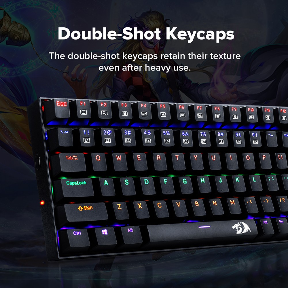 Refurbished Redragon K629-KB 75% Rainbow LED Backlight Mechanical Gaming keyboard 84 key Blue Switch-Black