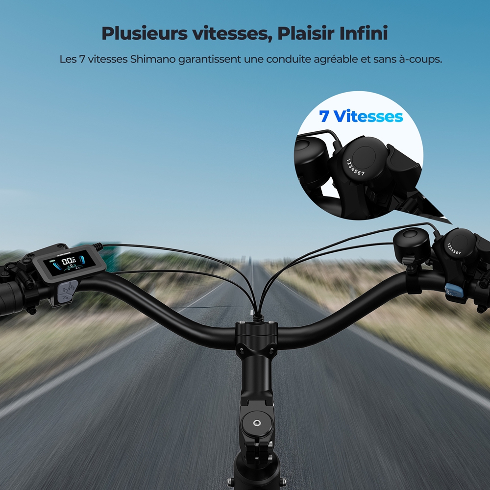 Foride Urbano 2 Vélo électrique, moteur central 250 W, batterie 36 V 13 Ah, pneus 26 pouces, vitesse maximale 25 km/h, autonomie 100 km, frein à disque hydraulique, suspension avec blocage, transmission Shimano 7 vitesses