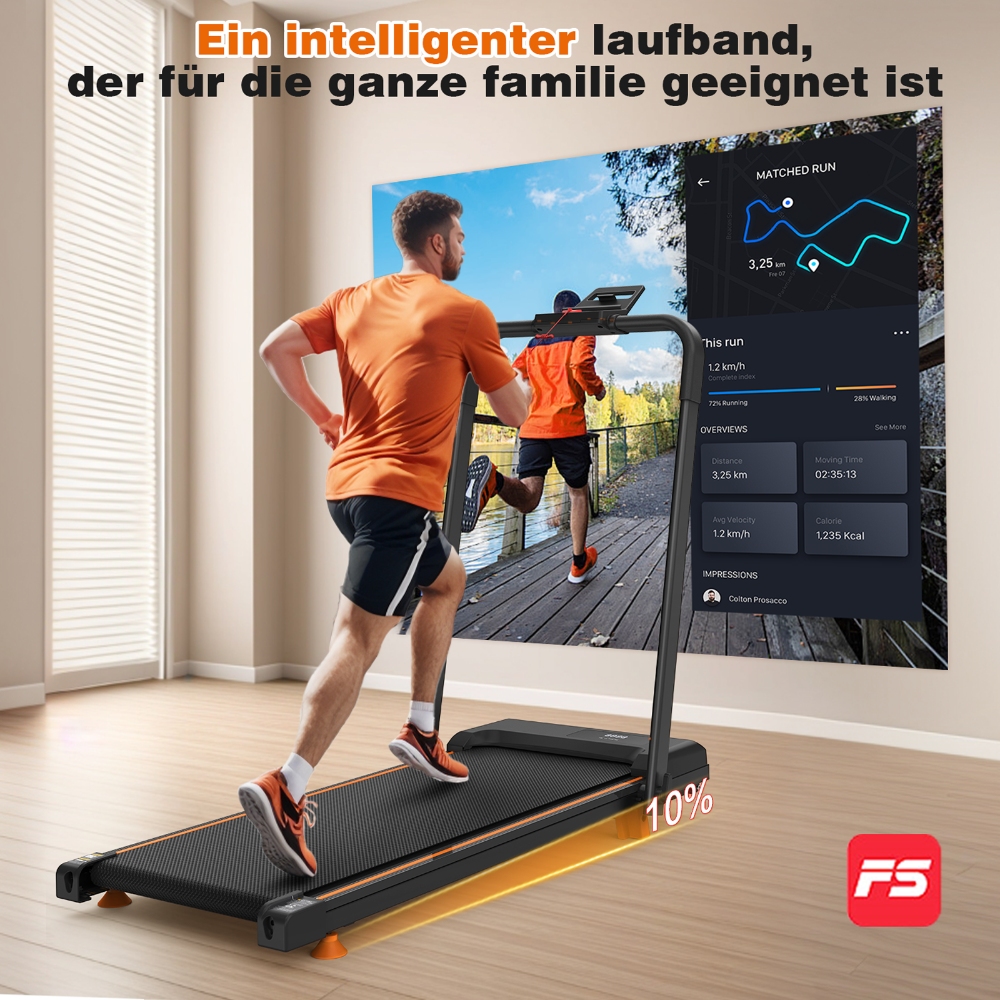 Q29-1B Laufband mit Steigung, 2,5 PS-Motor, voreingestellte Programme P1–P12, 120 kg Kapazität, APP und Fernbedienung