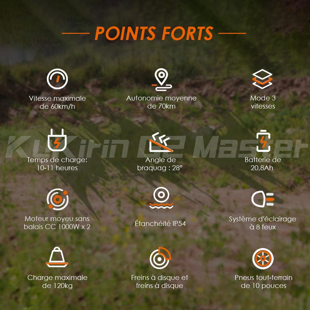 (2025 version) KuKirin G2 Master Trottinette électrique, pneus pneumatiques tout-terrain 10