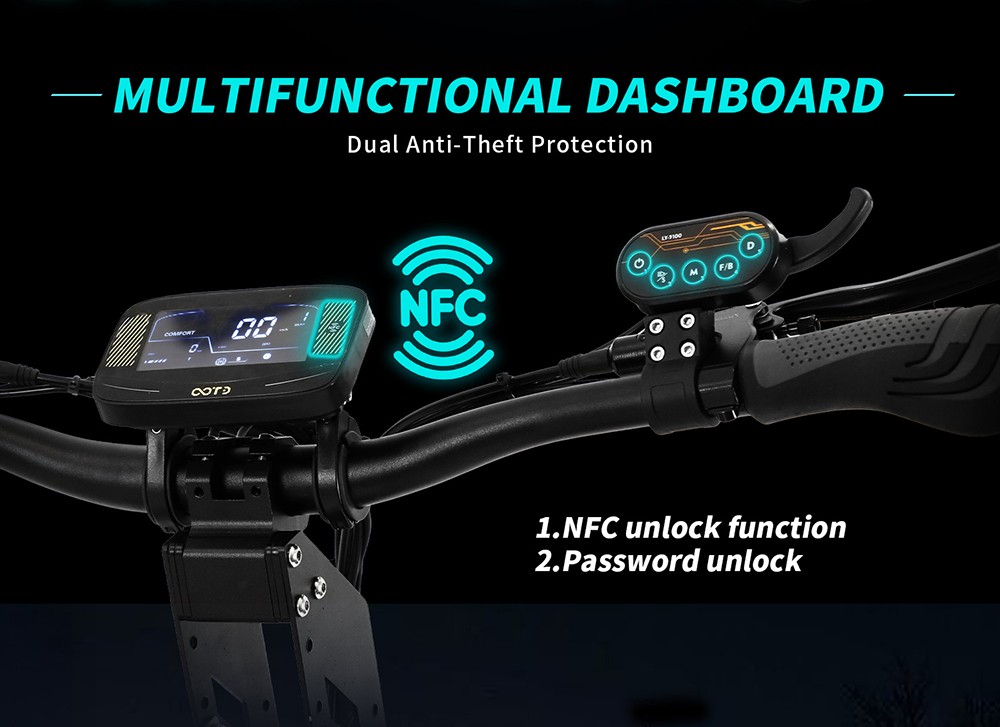 OOTD T30 Folding Electric Scooter, 1600W*2 Motor, 60V 31.2Ah Battery, 13 inch Off-road Tires, 65km/h Max Speed, 100km Max Range, Hydraulic Disc Brakes, Front Hydraulic & Rear Spring Suspension, 200kg Max Load