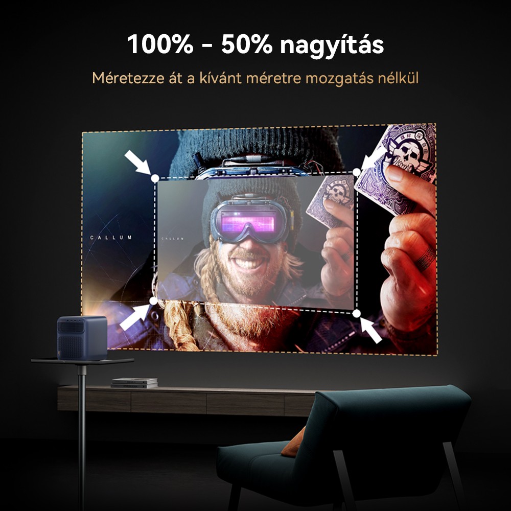Wanbo Mozart 1 Pro LCD projektor, 900 ANSI, natív 1080P, Android TV 11, autofókusz, tárgyelkerülés - EU csatlakozó