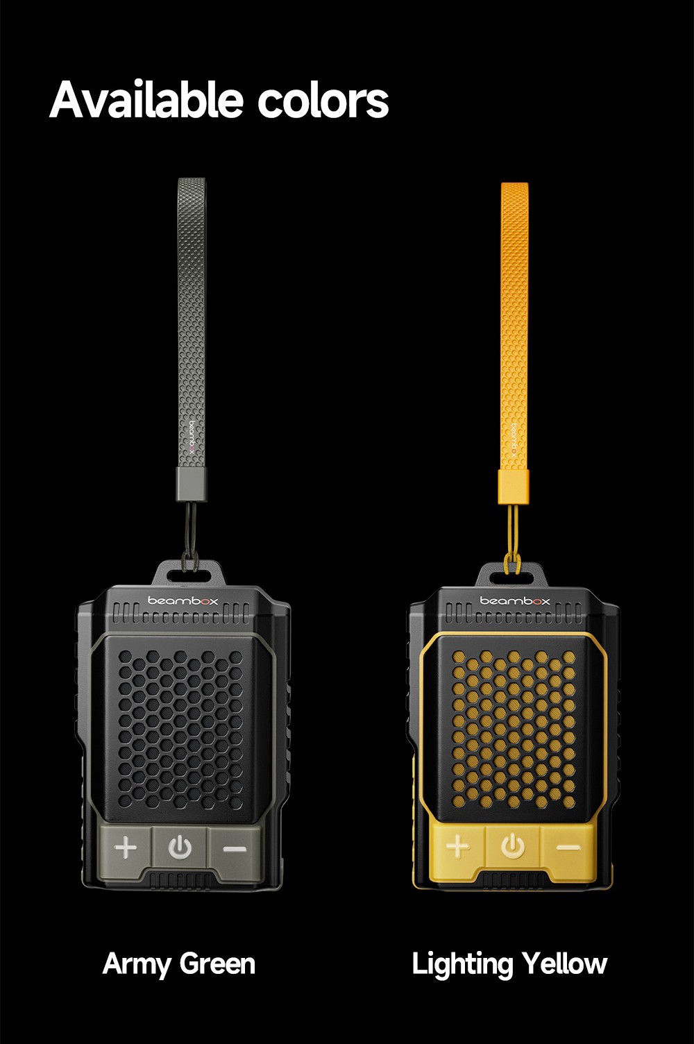 beambox Clip Wave Outdoor Portable Clip-on Speaker, ANC Noise Reduction, IPX5 Waterproof, Bluetooth 5.3, Up to 12 Hours Playtime - Yellow