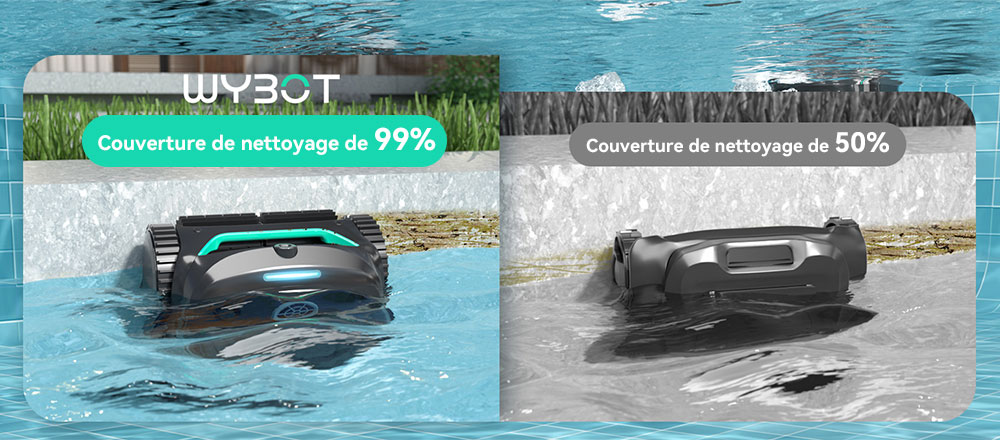 Aspirateur robot de piscine sans fil WYBOT C2 Vision, détection de débris avec caméra AI, nettoyage principal 8 en 1, filtration à deux couches, moteurs sans balais pour une aspiration puissante, pour piscines jusqu'à 1940 pieds carrés, noir vert