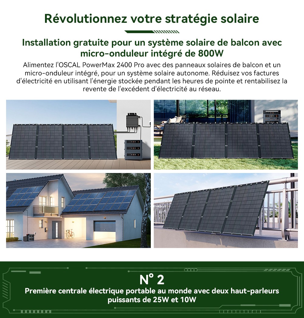 Blackview Oscal PowerMax 2400 Pro Station d'Énergie, 2016Wh 2400W, LiFePO4 3500+ Cycles, Charge 1.2h, App Smart