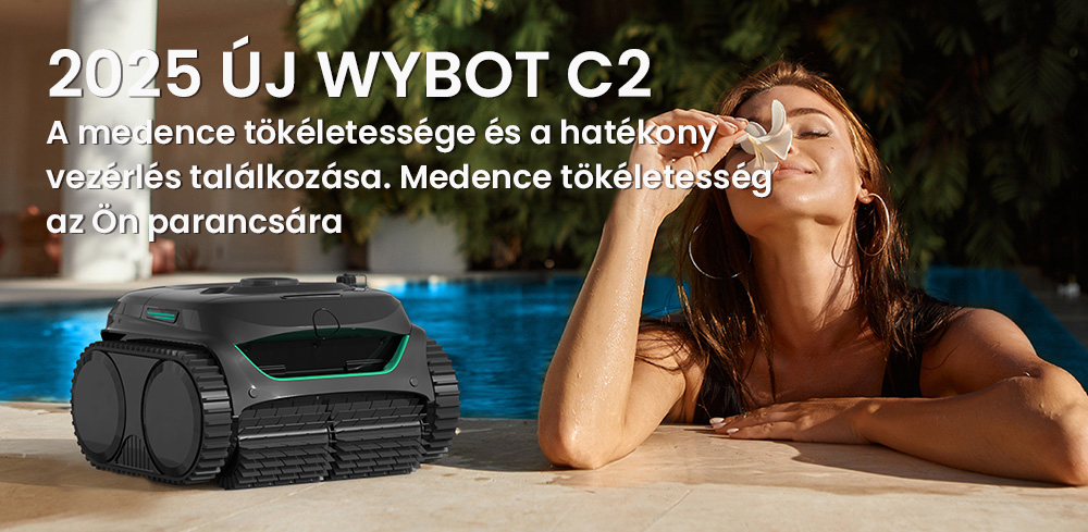 WYBOT C2 vezeték nélküli medence robotporszívó, fal- és vízvonaltisztítás, kettős tisztítású szűrés, akár 236,5 négyzetméteres földbe süllyesztett medencékhez, fekete-zöld