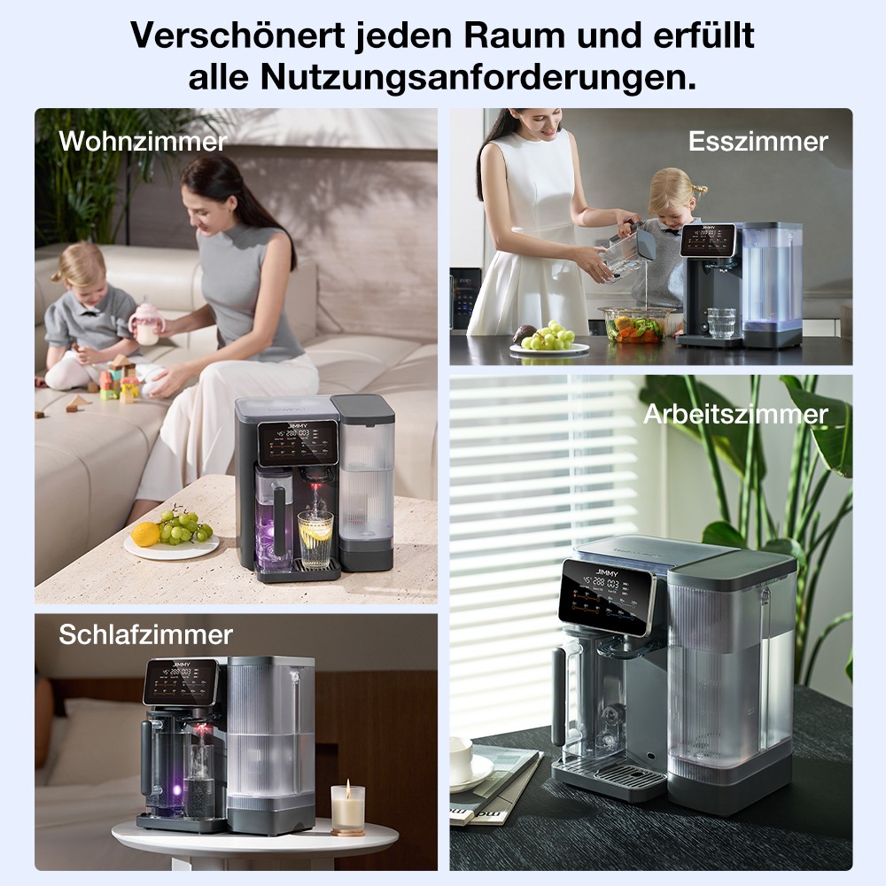 JIMMY R9 Tisch-Reverse-Osmose-Wasserfilter, 7-Stufen + UV + Remineralisierung, 3s Heißwasser, 7 Temperaturen, 3:1 Verhältnis, Grau