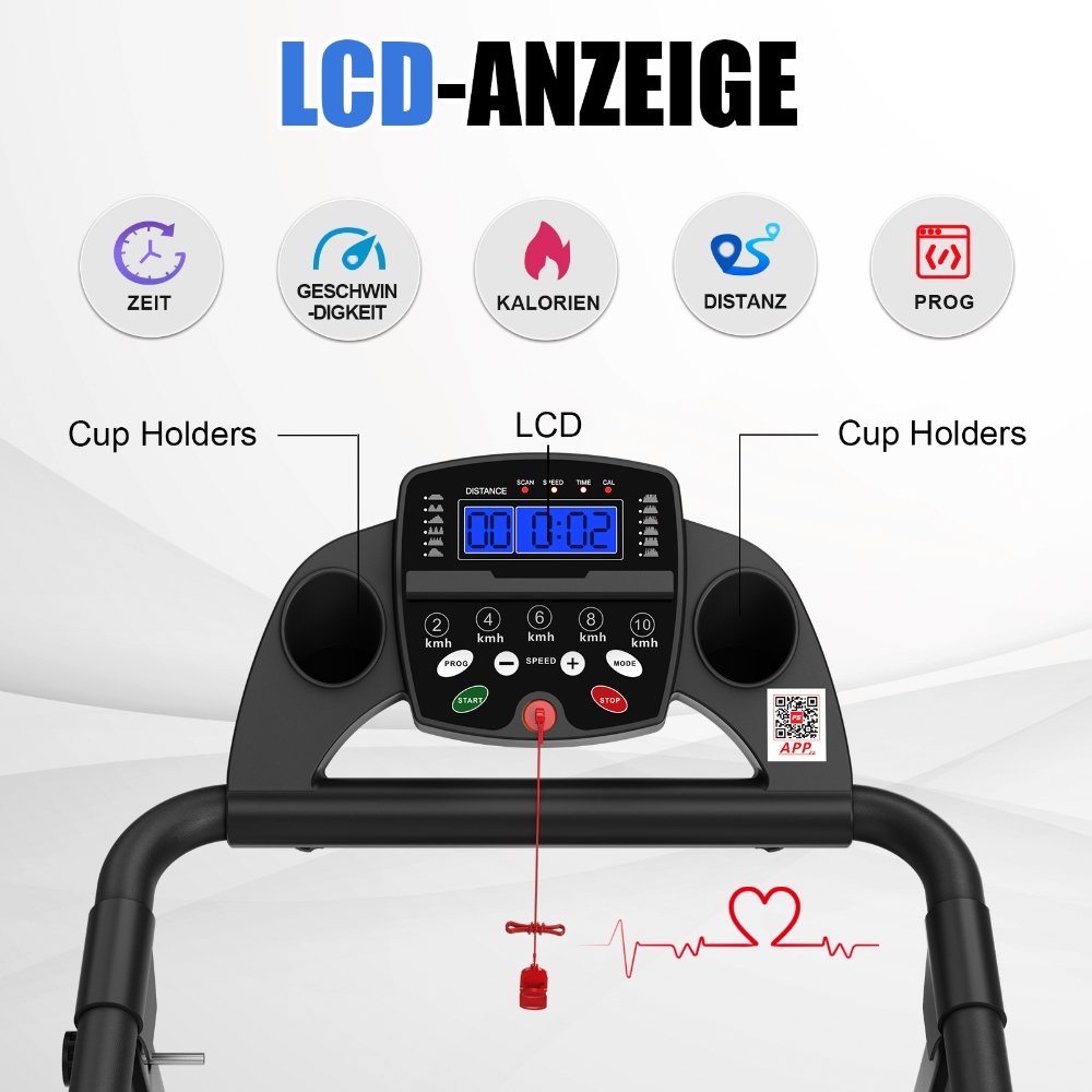 Q30-5 Faltbares Laufband, 2,5-PS-Motor, Smart-App, 3 Modi und LED-Anzeige