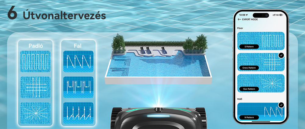 WYBOT C2 Vision vezeték nélküli medence robotporszívó, törmelékérzékelés AI kamerával, 8 az 1-ben fő tisztítás, kétrétegű szűrés, kefe nélküli motorok az erőteljes szívóerőért, akár 184 m²-es medencékhez, fekete-zöld