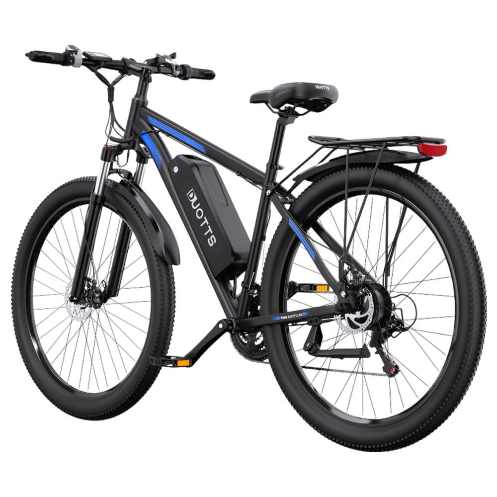 DUOTTS C29 Electric Bike 750W 29*2.1 inch Wheel 48V 15Ah Battery 80-100km Max range, 50km/h Max Speed Shimano 21 Speed Gear Electric Mountain Bike with Rear Rack IP54 Waterproof Smart APP - Black
