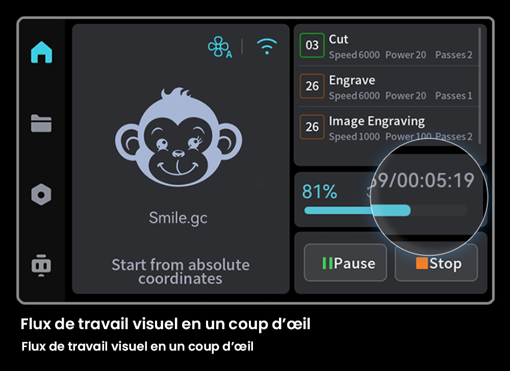 Creality Falcon A1 Pro Graveur laser, 20W bleu et 2W IR, caméra IA, vitesse élevée de 600 mm/s, écran tactile 4,3 pouces, 358x268mm, gris