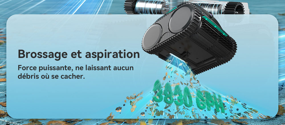 Aspirateur robot de piscine sans fil WYBOT C2 Vision, détection de débris avec caméra AI, nettoyage principal 8 en 1, filtration à deux couches, moteurs sans balais pour une aspiration puissante, pour piscines jusqu'à 1940 pieds carrés, noir vert