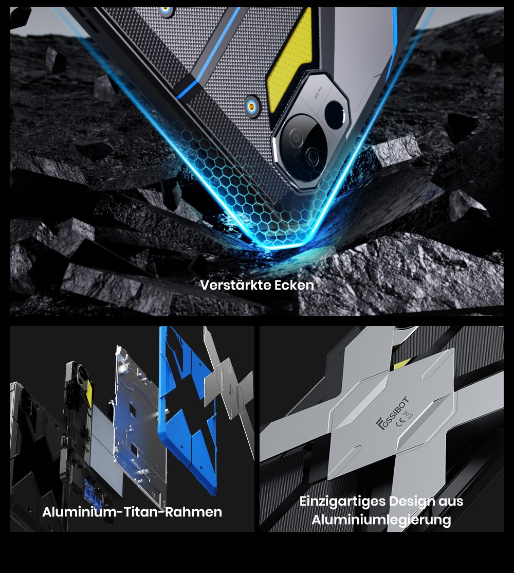 FOSSiBOT DT3 5G Rugged Tablet, Android 15, 10,4 Zoll 1200x2000 Display, 12GB RAM 256GB ROM, WiFi 6, 21560mAh Akku 66W Schnellladung, 64MP+32MP Kamera, LED-Taschenlampe, NFC, GPS/GALILEO/GLONASS/QZSS/BEIDOU/NavIC, Fingerabdruck- & Face ID-Entsperrung - Grau