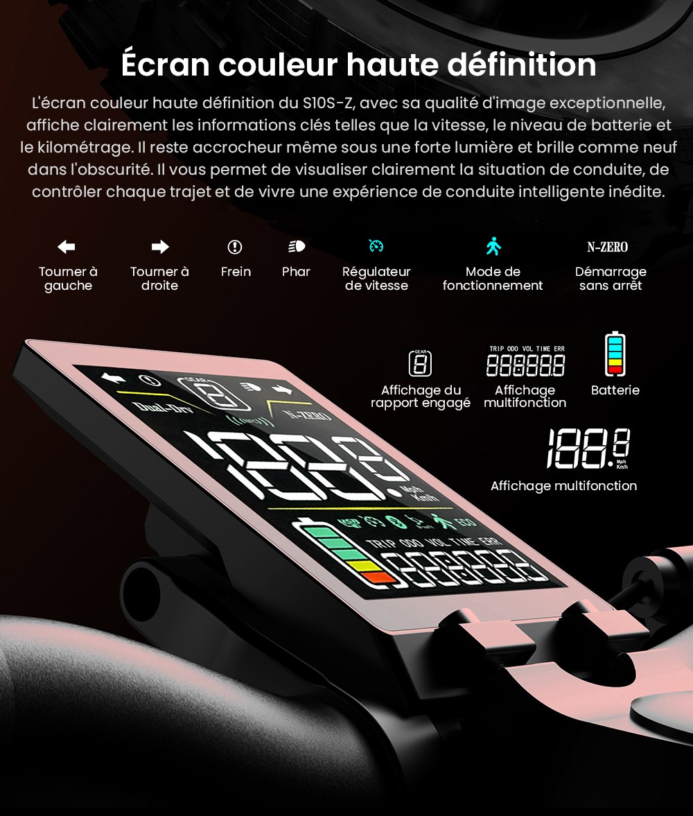 Joyor S10-S-Z Trottinette électrique, Pneus tout-terrain 10 pouces, Batterie 60V 18Ah, Double moteur 1000W*2, Autonomie 70-85KM, Charge 120KG, Freins à disque hydrauliques doubles, Amortisseur, Clignotant, Mise à jour de S10-S - Noir
