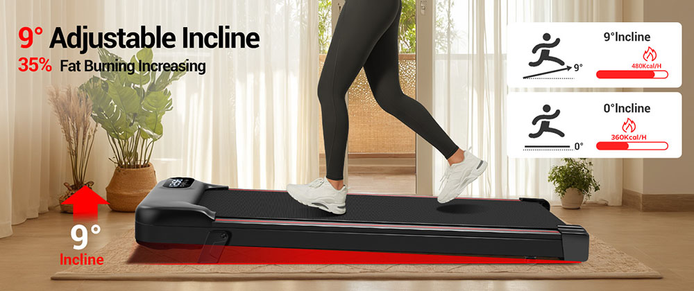 ROBORE S17 Walking Pad Laufband 8 km/h, 9 % neigbar, mit dreifacher Dämpfung und 2,5 PS leisem Motor, 136 kg maximale Belastung