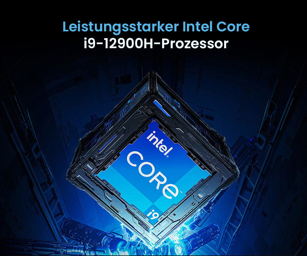 BMAX B9 Power Mini-PC, Intel Core i9-12900H 14 Kerne, max. 5,0 GHz, 32 GB RAM, 1 TB SSD, DP+HDMI+Typ-C 4K-Dreifachdisplay, unterstützt dynamisches HDR, WiFi 6, Bluetooth 5.2, 2 x USB 3.2, 2 x USB 2.0, 1 x RJ45, 1 x 3,5-mm-Headset-Buchse