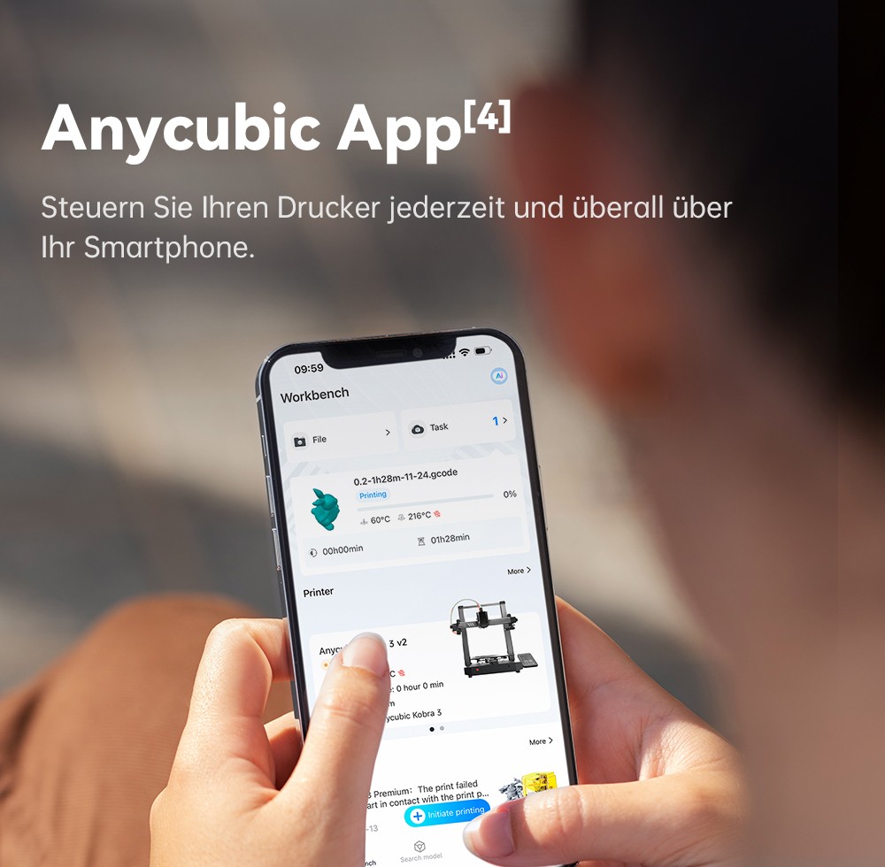 Anycubic Kobra 3 V2 Combo 3D-Drucker, ACE Pro Multicolor, 720P-Kamera, 600 mm/s Geschwindigkeit, automatische Nivellierung, Filamenttrocknung, 255 x 255 x 260 mm