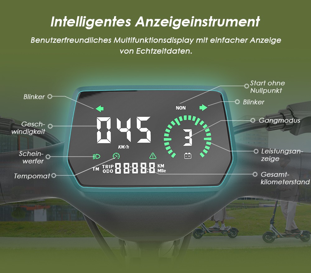 Kukirin A1 Faltbarer Elektroroller, 800-W-Motor, 48-V-13-Ah-Akku, 10-Zoll-Vakuumreifen, 45 km/h Höchstgeschwindigkeit, 45 km Reichweite, Scheibenbremse vorne und hinten, Stoßdämpfung vorne und hinten