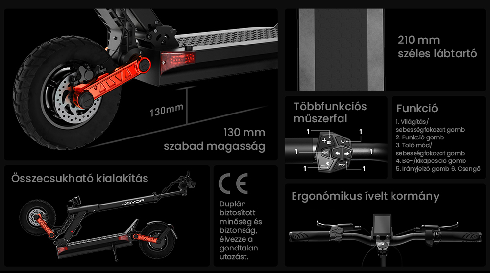 Joyor S10-SZ Elektromos Roller 10 hüvelykes Terepjáró Gumiabroncsok 60V 18Ah Akkumulátor 1000W*2 Dupla Motor 70-85KM Hatótávolság 120KG Terhelhetőség Dupla Hidraulikus Tárcsafék Lengéscsillapító Irányjelző LED Kijelző Frissítés az S10-S-től