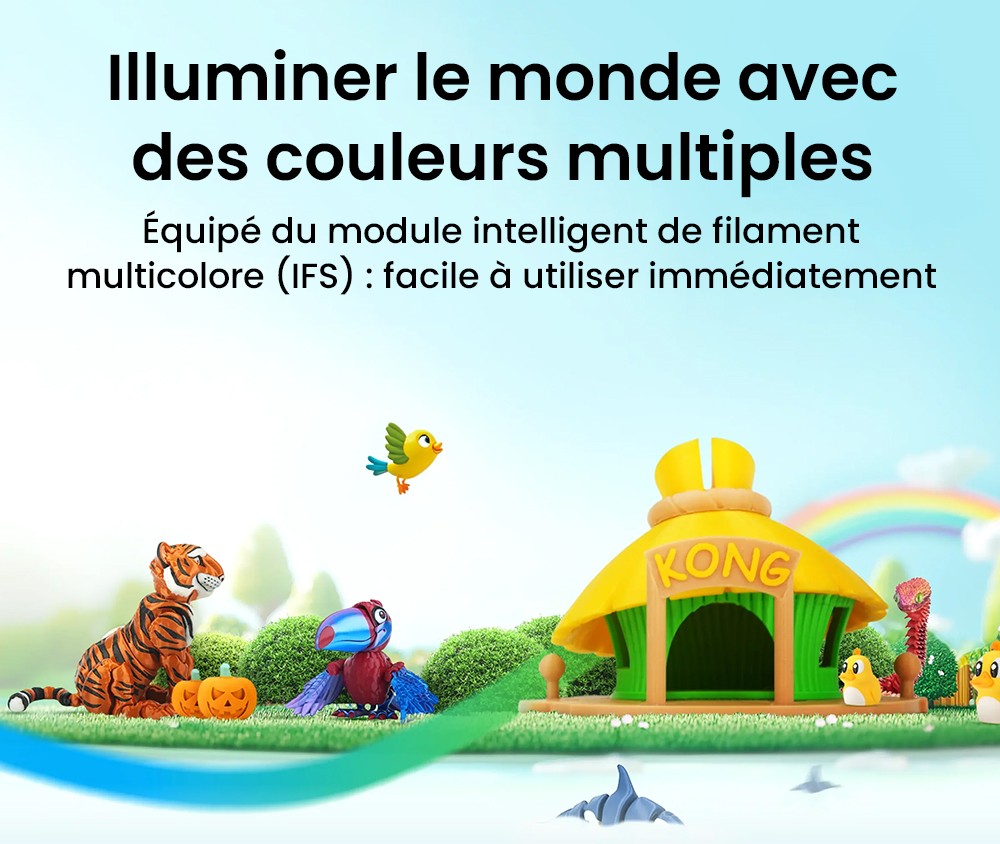 Flashforge AD5X Imprimante 3D, Impression intelligente 4 couleurs, Vitesse max 600 mm/s, 220×220×220mm