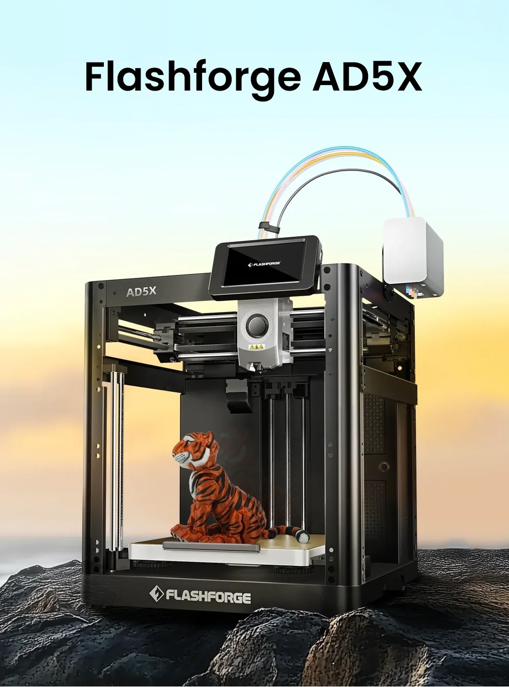 Flashforge AD5X Imprimante 3D, Impression intelligente 4 couleurs, Vitesse max 600 mm/s, 220×220×220mm