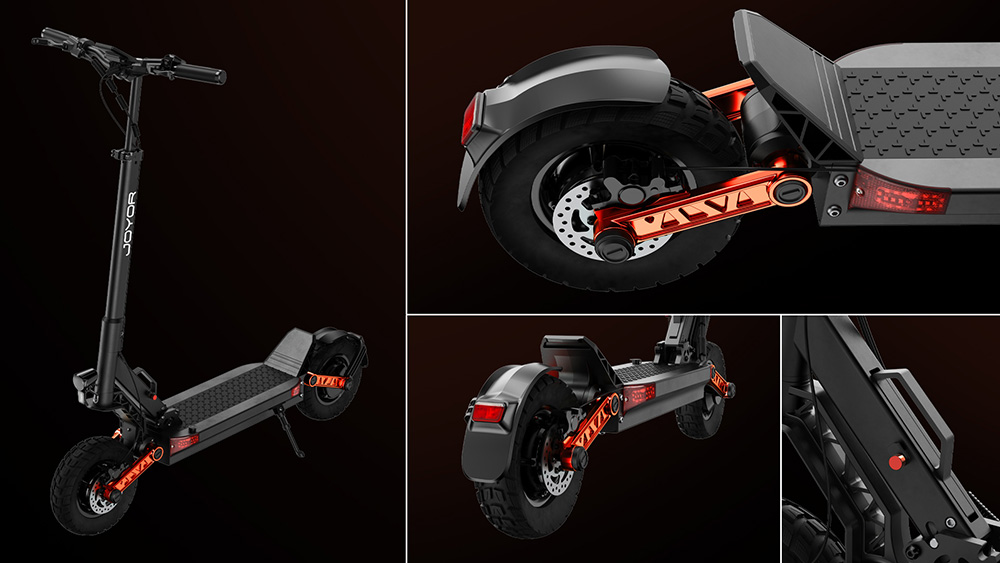 Joyor S10-S-Z Electric Scooter 10 Inch Off-road Tires 60V 18Ah Battery 1000W*2 Dual Motor 70-85KM Range 120KG Load Double Hydraulic Disc Brakes Shock absorber Turn signal Smart LED Display update from S10-S - Black