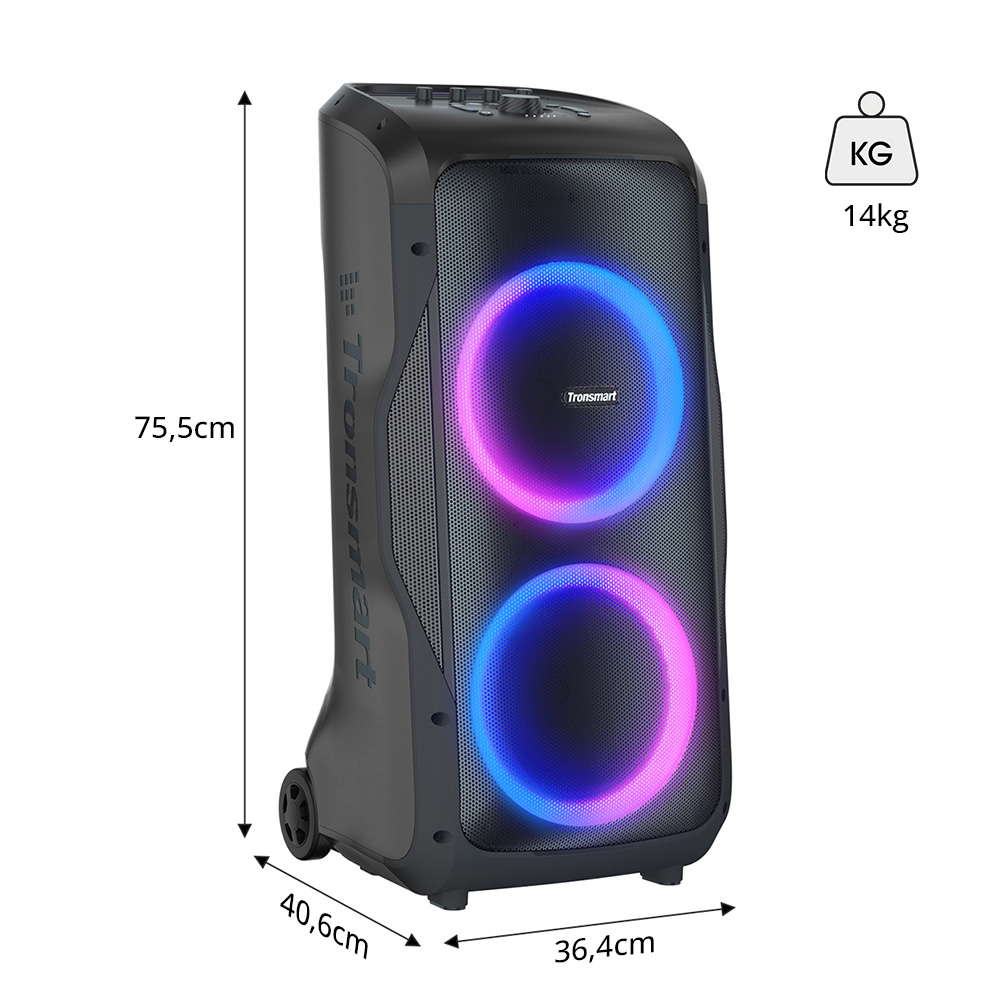 Tronsmart Halo 300 – Party-Lautsprecher mit XLR-, Gitarren- & Mikrofon-Eingängen + 240W Power, Beat-Sync-LEDs, 20h Akkulaufzeit