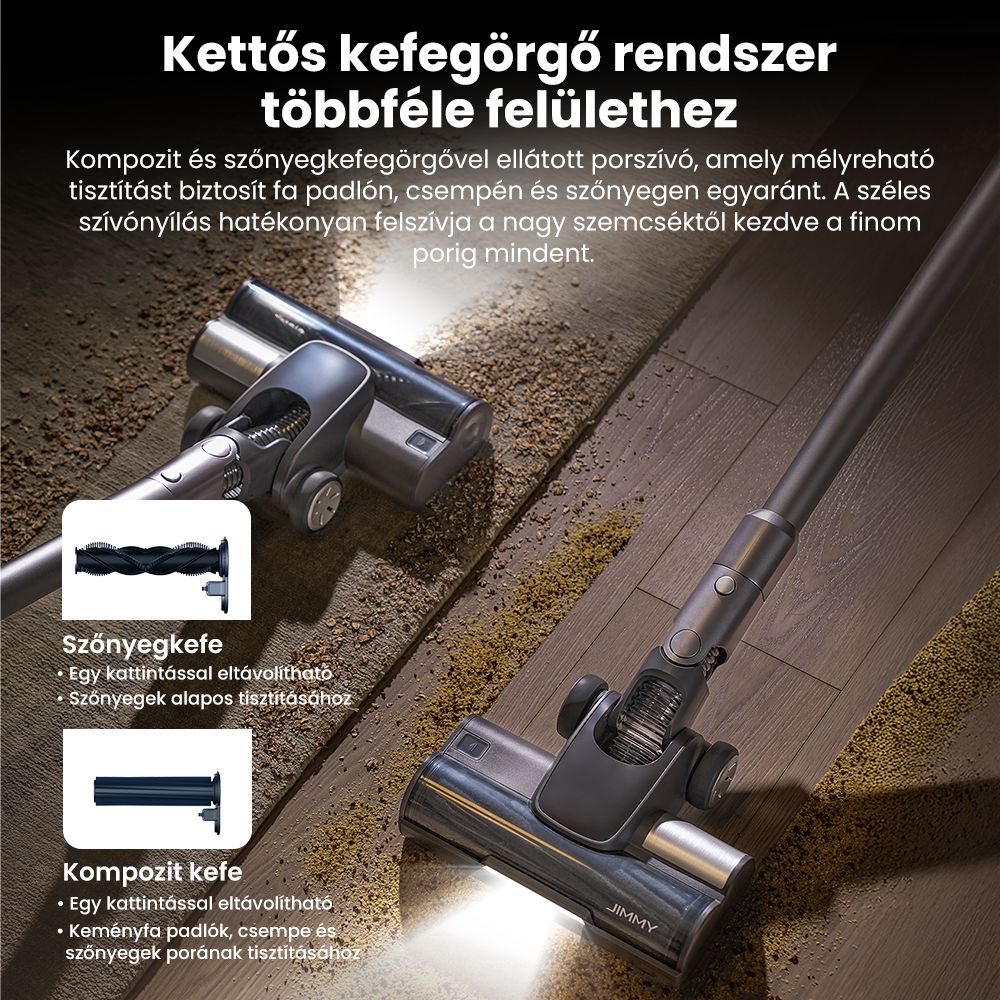 JIMMY H11 Pro akkus porszívó, 700 W/260 AW szívóteljesítmény, 90 perc üzemidő, rugalmas mentőcső, 7 tisztítóeszköz, LED kijelző, szőnyegekhez/kemény padlókhoz - sötétszürke