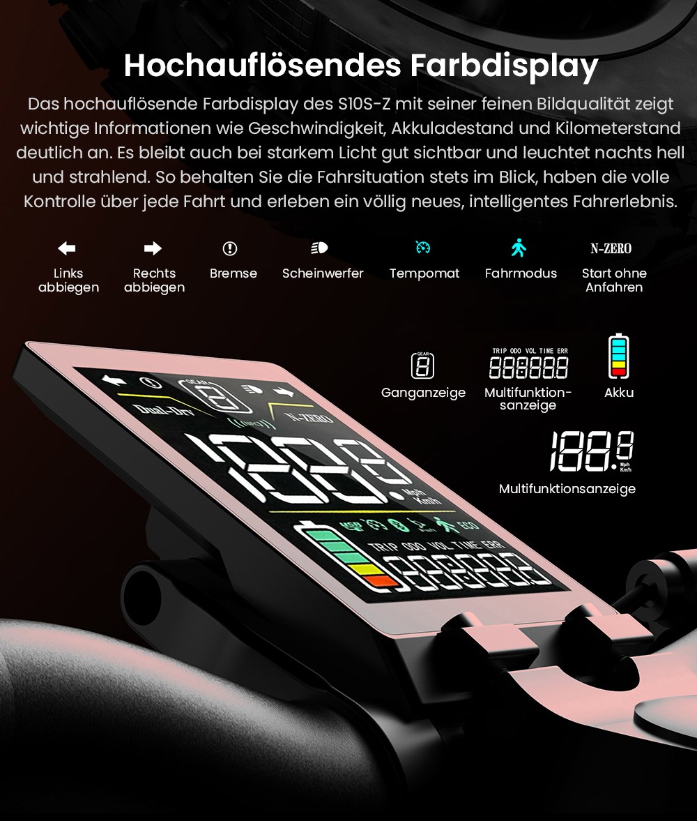 Joyor S10-S-Z Elektroroller, 60 V 18 Ah Akku, 1000 W Dual-Motor, 65 km/h Höchstgeschwindigkeit, 70-85 km maximale Fahrtstrecke, Schwarz