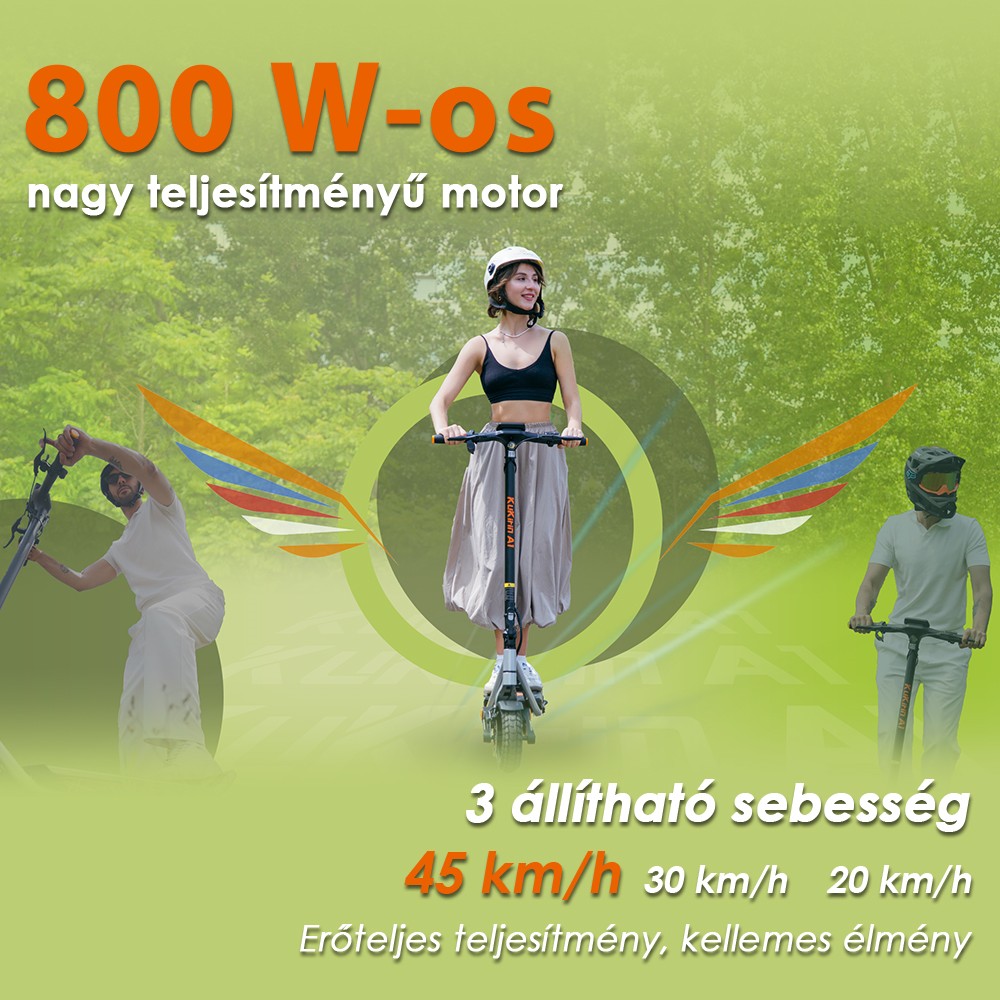 Kukirin A1 Összecsukható Elektromos Roller, 800 W-os Motor, 48 V 13 Ah Akkumulátor, 10 hüvelykes Vákuum Kerékpár, 45 km/h Max Sebesség, 45 km Hatótávolság, Első és Hátsó Tárcsafék, Első és Hátsó Lengéscsillapítás