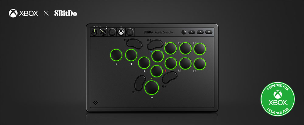 8BitDo Arcade Controller for Xbox, Compatible with Xbox Series X|S, Xbox One and Windows, RGB Light Ring, 4ms Wired Latency