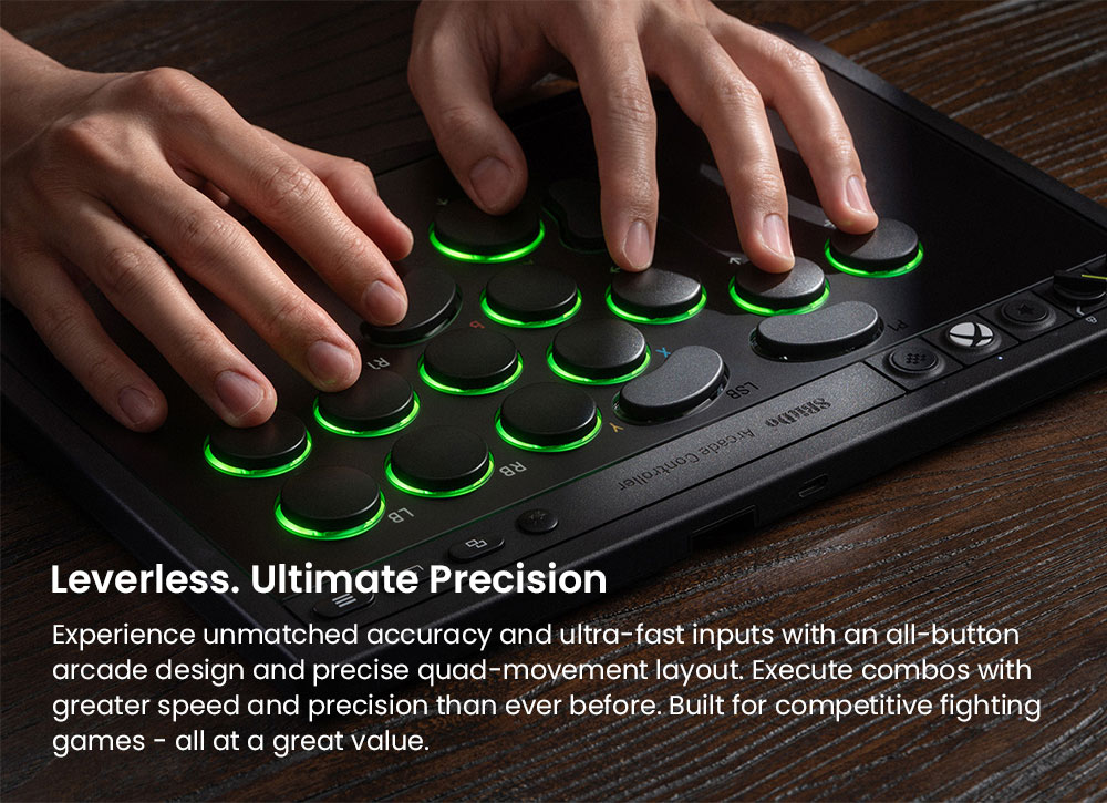 8BitDo Arcade Controller for Xbox, Compatible with Xbox Series X|S, Xbox One and Windows, RGB Light Ring, 4ms Wired Latency