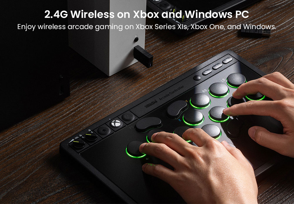 8BitDo Arcade Controller for Xbox, Compatible with Xbox Series X|S, Xbox One and Windows, RGB Light Ring, 4ms Wired Latency