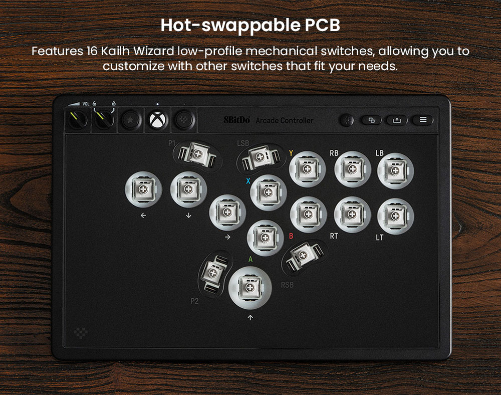 8BitDo Arcade Controller for Xbox, Compatible with Xbox Series X|S, Xbox One and Windows, RGB Light Ring, 4ms Wired Latency