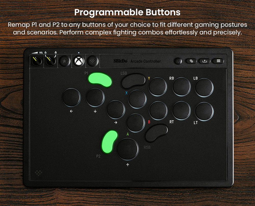 8BitDo Arcade Controller for Xbox, Compatible with Xbox Series X|S, Xbox One and Windows, RGB Light Ring, 4ms Wired Latency