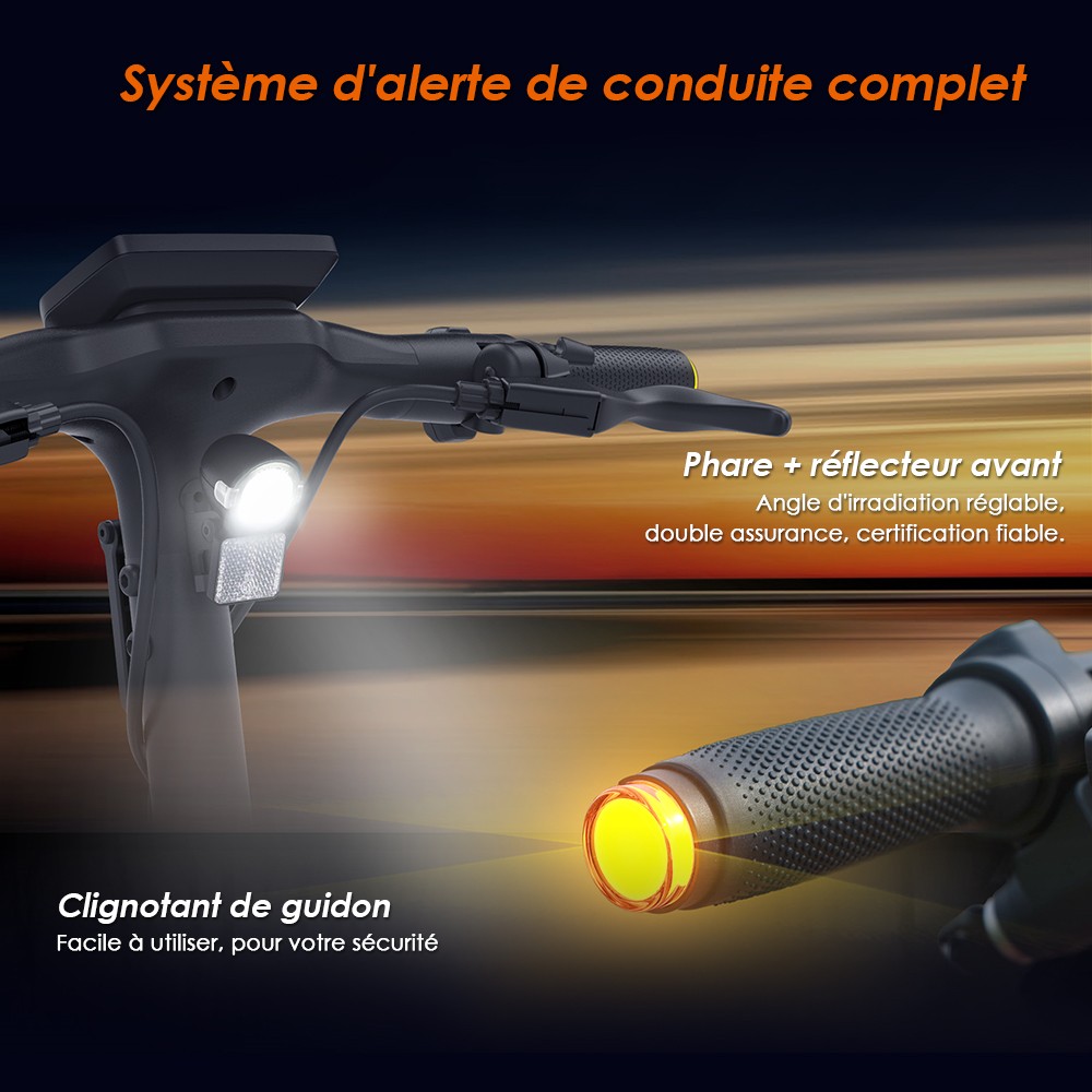 Kukirin A1 Trottinette électrique pliable, moteur 800 W, batterie 48 V 13 Ah, pneu à vide de 10 pouces, vitesse maximale de 45 km/h, autonomie de 45 km, freins à disque avant et arrière, amortisseurs avant et arrière