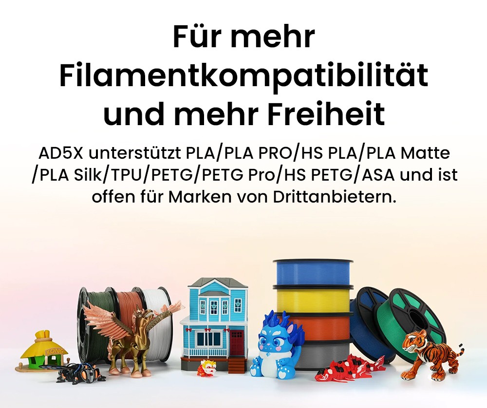 Flashforge AD5X 3D-Drucker, intelligenter 4-Farben-Druck, 600 mm/s Maximalgeschwindigkeit, 220×220×220mm