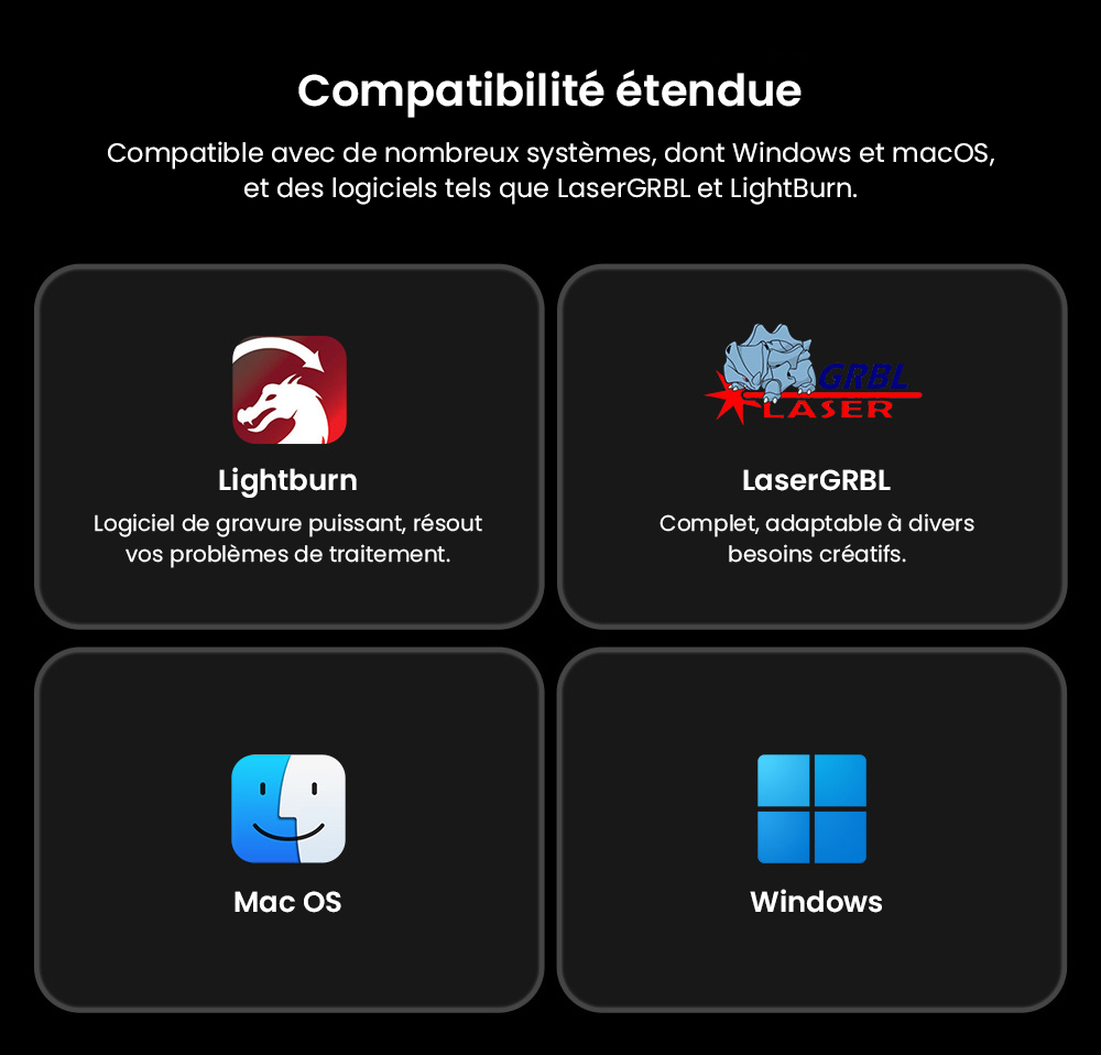 Graveur laser Creality Falcon2 Pro 40 W, certification de sécurité FDA classe 1, évacuation des fumées, assistance d'air intégrée, caméra intégrée, bande de protection de type clôture, surveillance incendie/flux d'air/lentille, 400 x 415 mm