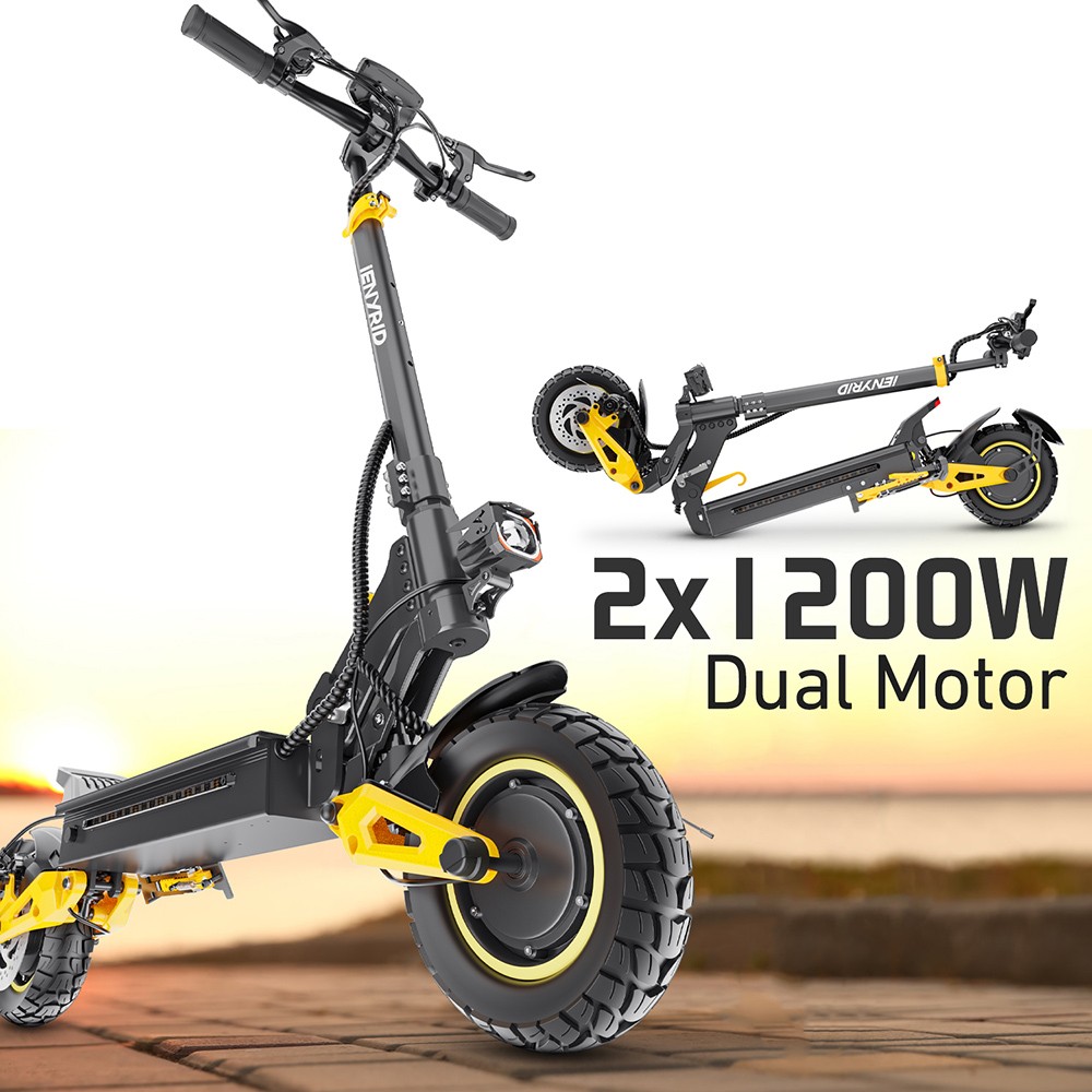 iENYRID ES1 Trottinette électrique, moteur 250 W x 2, batterie 48 V 20,8 Ah, pneus tout-terrain 10 pouces, vitesse maximale 25 km/h, autonomie 60 km, freins à double disque, suspension à ressort hydraulique avant et arrière, régulateur de vitesse