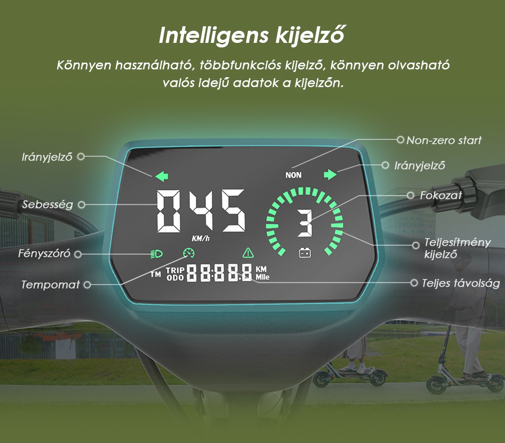Kukirin A1 Összecsukható Elektromos Roller, 800 W-os Motor, 48 V 13 Ah Akkumulátor, 10 hüvelykes Vákuum Kerékpár, 45 km/h Max Sebesség, 45 km Hatótávolság, Első és Hátsó Tárcsafék, Első és Hátsó Lengéscsillapítás