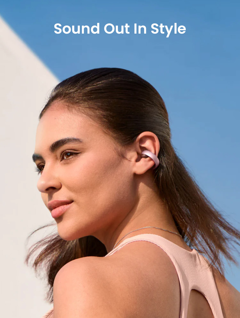 Anker Soundcore AeroClip Open-Ear Clip-On Earbuds, Snug and Secure, IPX4 Water-Resistant, Dynamic Voice Capture, Long-Lasting
Listening - Pink