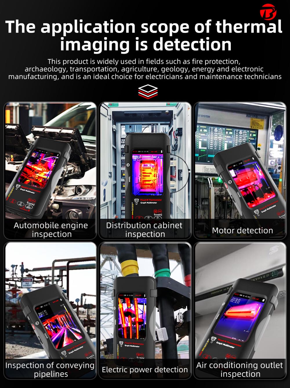 BSIDE SH9A Thermal Imager Multimeter, 3.98 inch Touchscreen, 15 Pseudo-color Modes, 320*428 Resolution