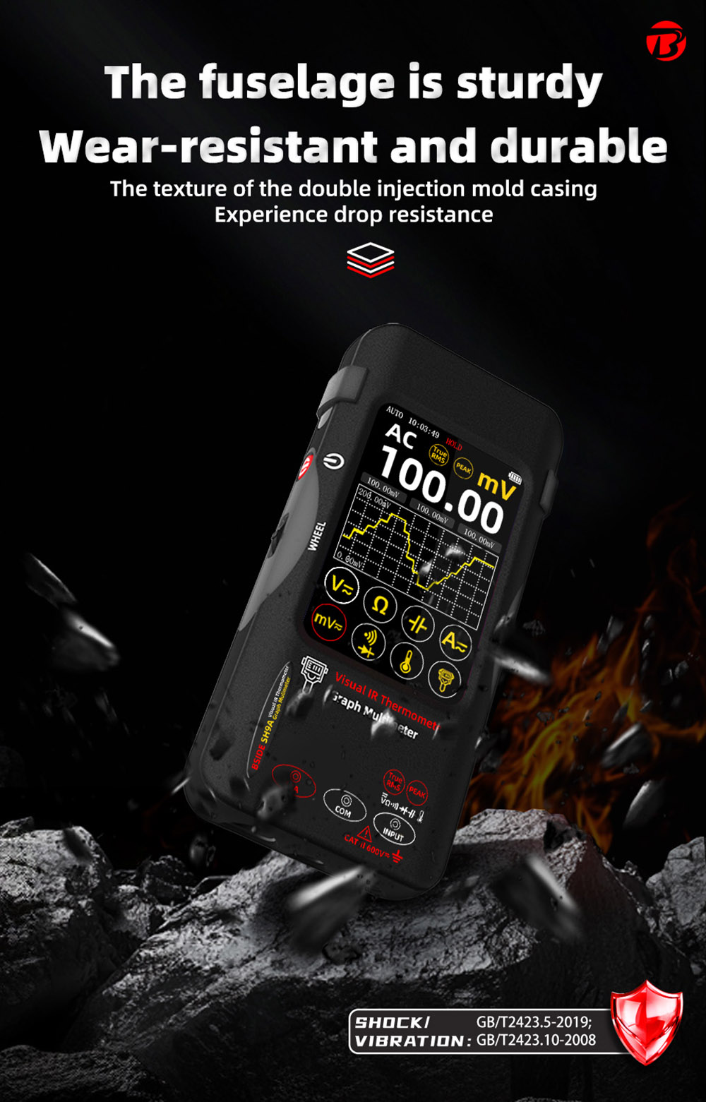 BSIDE SH9A Thermal Imager Multimeter, 3.98 inch Touchscreen, 15 Pseudo-color Modes, 320*428 Resolution