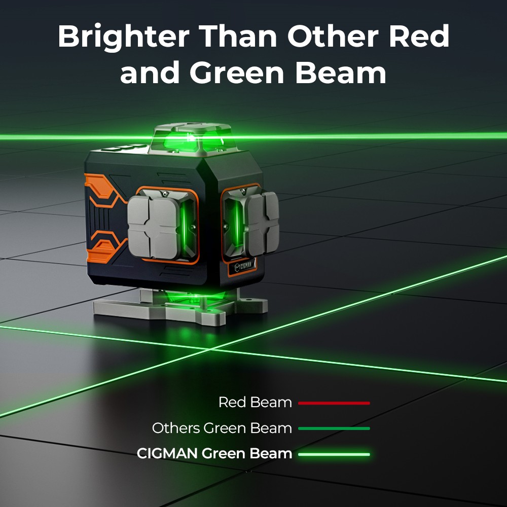 Refurbished CIGMAN CM-S02 4x360° 16 Lines Laser Level, APP Control, LCD Screen, 40H Ultra Running Time